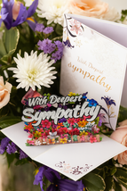 With deepest sympathy pop-up cards 15cm x 20cm UK sales only - $10.00
