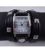 LA MER Watch Silver- Pyramid Stud Leather Wrap Watch - £76.37 GBP