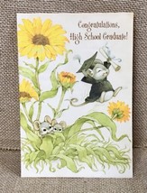 Ephemera Vintage Hallmark Greeting Card Graduating Mouse Baby Mice Sunfl... - $2.97