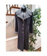 Vintage Madeline Women&#39;s Black Wool Long Sleeve Buttons Front Long Coat XL - $1,634.46 MXN