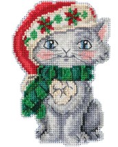DIY Mill Hill Kitty Jim Shore Christmas Holiday Bead Cross Stitch Picture Kit - $15.95
