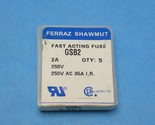 Shawmut GSB2 Fast Acting Fuse 5 mm x 20 mm 2 Amps 250VAC QTY 5 - £8.01 GBP
