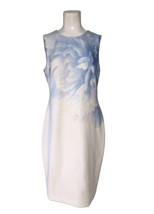 Calvin Klein Scuba Knit Sheath Dress Size 4 Watercolor Floral Blue Career READ - £16.31 GBP