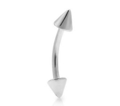 14K Solid White Gold Spike Beads Barbell Bar Eyebrow Ring 16G Body Piercing NEW - £70.94 GBP