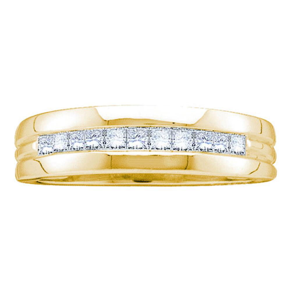 14k Yellow Gold Mens Princess Diamond Wedding Anniversary Band Ring 1.00 Cttw - $1,499.00