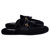 Tom Ford Stephan Tasselled Slippers In Leather-Trimmed Velvet Women Bla ... - $319.20