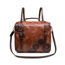 Retro High Quality Pu Leather Women Backpack 2022 New Multifunctional Large Capa - £93.68 GBP