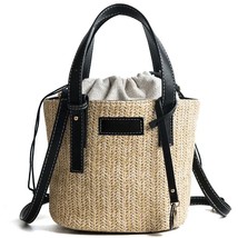 Herald Fashion Female Bucket Cylindrical Straw Bags Summer Beach Bags Wheat-stra - £137.28 GBP