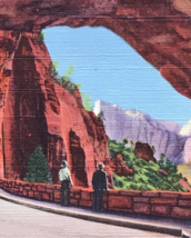 Gallery on Mount Carmel Highway Zion National Park Utah UT Linen Postcard - £5.41 GBP