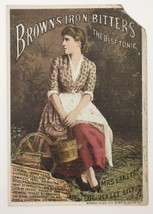 c1880 Victorian Trade Card Brown&#39;s Iron Bitters Mrs Langtry Jersey Lily - £4.97 GBP