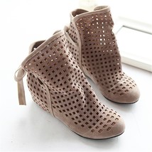 Hollow Summer Boots Bootie with The New Shoes Lace Openwork Crochet Boots Plus S - £47.00 GBP