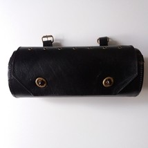 Leather bicycle bag frame bag handle bar bicycle tool bag black color 31x12.5cm - £47.45 GBP