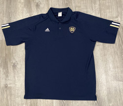 Adidas Notre Dame Fighting Irish Polo Shirt Mens Large Blue Athletic EUC! - £9.13 GBP