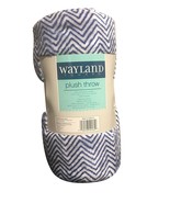 Wayland Square Plush Throw Blanket Zig Zag Blue and White 50&quot; X 60&quot; - £15.13 GBP