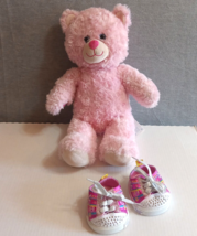 Build A Bear Workshop Twinkle Toes Sneakers Pink Flowers Shoes Pink Bear Lot 2 - £10.48 GBP