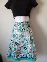 Skirt Womens Size 10P Floral Boho A Line Knee Length Green Black White N... - $13.86