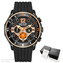 MEGIR Olive Green Sport Watches for Men Fashion Wristwatch Waterproof 24-hour Di - £46.34 GBP