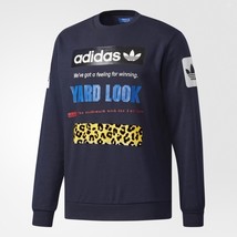 New Adidas Originals Graphic Crew blue Sweater Sport Sweatshirt Hoodie C... - £78.46 GBP