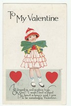Vintage Postcard Valentine Girl in Ruffled Dress 1921 Dressed Up No Place to Go - £6.31 GBP