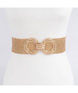 Double Metal Buckle Elastic Belt Gold - $22.21 CAD