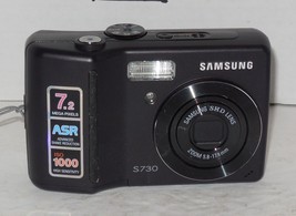 Samsung Digimax S730 7.2 MP Digital Camera - Black Tested Works - £37.31 GBP