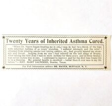 Asthma Medicine Dr Hayes Buffalo NY 1897 Advertisement Victorian Medical... - $13.96 CAD