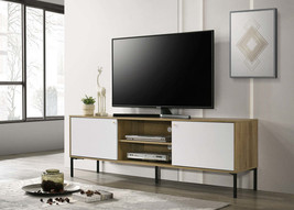 Burke 70&quot; White &amp; Oak 2-Door TV Stand - $2,205.71 MXN