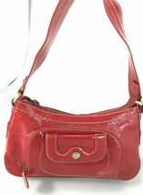 Perlina Red Patent Leather Contrast Stitching Organizer Shoulder Bag Handbag - £40.52 GBP