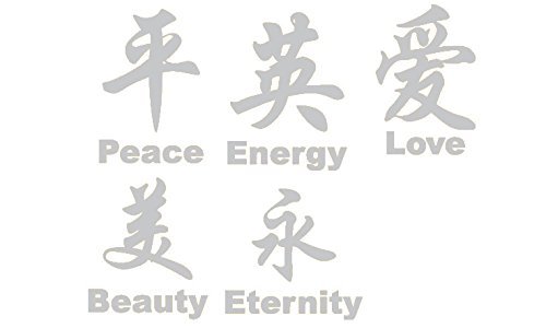 Picniva Silver 22&quot; X 5&quot; Chinese Symbol Decal Art Décor - $9.79
