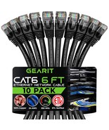 6 ft Cat6 Ethernet Patch Cable 10 Pack Compatible With Computers and Net... - £42.74 GBP