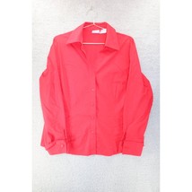 Worthington Industries Womens Button Up Shirt Red Long Sleeve Collar 16 - $8.45