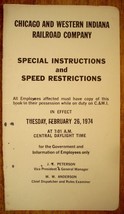 Vintage Chicago &amp; Western Indiana RR Special Instructions &amp; Speed Restrictions - £4.68 GBP