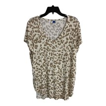 Old Navy Womens Shirt Size 2X Luxe Animal Short Sleeve Brown Ivory Norm Core - £14.39 GBP