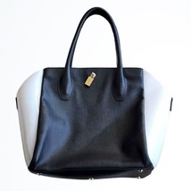 Furla Black Leather and White Soft Neoprene Large Shoulder Bag Purse Tote - £97.60 GBP