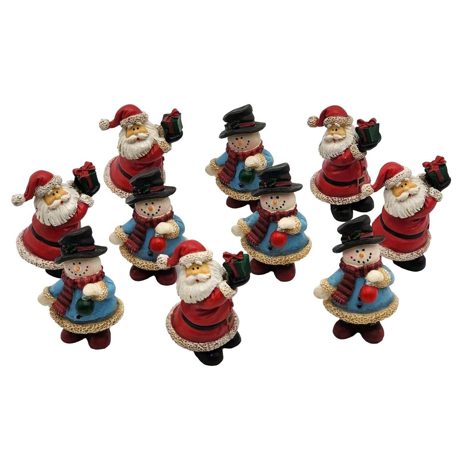 Santa & Snowman 10 Ceramic Christmas Figurines VTG Anthropologie Holiday Decor Item image 2