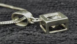 Vintage 925 STERLING Silver PENDANT/ 20&quot; Chain 925--Princess Cut CZ in Open Box  - £48.07 GBP