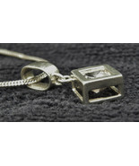 Vintage 925 STERLING Silver PENDANT/ 20&quot; Chain 925--Princess Cut CZ in O... - €52,06 EUR