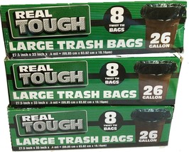 &quot;Real Touch&quot; Large Trash Bags -  8 Pcs per Box  26 Gallons per Garbage Bag - £11.07 GBP
