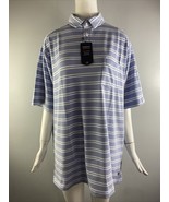 NWT Cremieux Mens All Day Polo Short Sleeve Shirt Stripe Blue Size XLT - £14.78 GBP