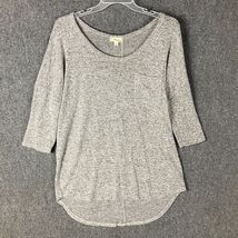 Misia Blouse Women&#39;s Large Short Sleeve Gray Knit Rayon Blend L - $9.49