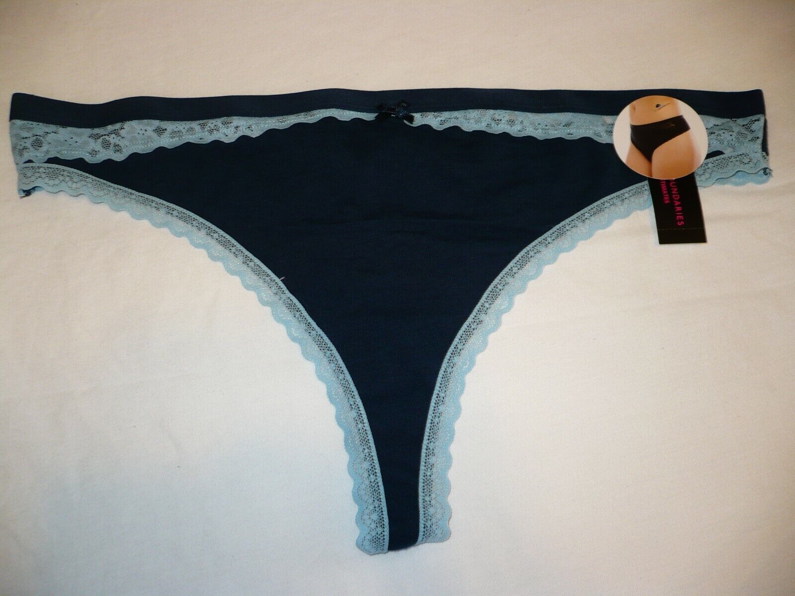 No Boundaries Women&#39;s Cotton W Lace Thong Blue Cove Size XXL 1 Pair - $9.74