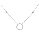 18ct White Gold Natural Round Diamond 0.20ct Circle of Life Necklace 17 ... - $16,868.11 MXN