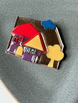 House Pins By Lucinda Gold w Purple House w Jeweled Red &amp; Green Windows Brooch  - £11.95 GBP