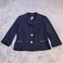 Positive Attitude Suit Jacket Women Medium Blue Lightweight Casual Petite - £20.42 GBP