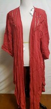 Torrid Red Crinkled Gauze Crochet Longline Kimono Sweater Top Size 1/2 1... - $22.95