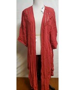 Torrid Red Crinkled Gauze Crochet Longline Kimono Sweater Top Size 1/2 1... - $422.93 MXN
