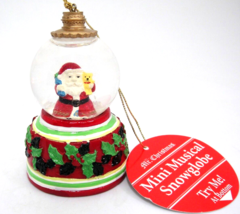 Musical Snow Globe Christmas Ornament  w Santa claus Plays &quot;Jingle Bells&quot; NWT - £5.93 GBP