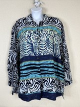 NWT Shopping With Anthony Womens Plus Size 2X Blue Stripe Button Up Shirt - £15.95 GBP