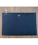 New TOM FORD Black Leatherette Flat Zippered Pouch - £47.95 GBP