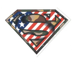 Superman Emblem - Flag &amp; Camo  Peel &amp; Stick Sticker  5 &quot; X 3 5/8 &quot; - £3.36 GBP